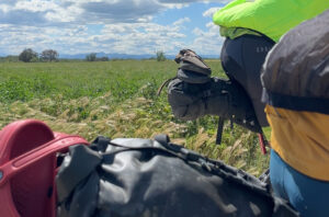 2 bolsas de asiento para bicicleta durante ruta bikepacking